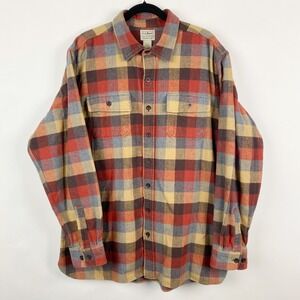 LL Bean Traditional Fit Chamois Shirt Mens XL Tall Multi Color Plaid Flannel